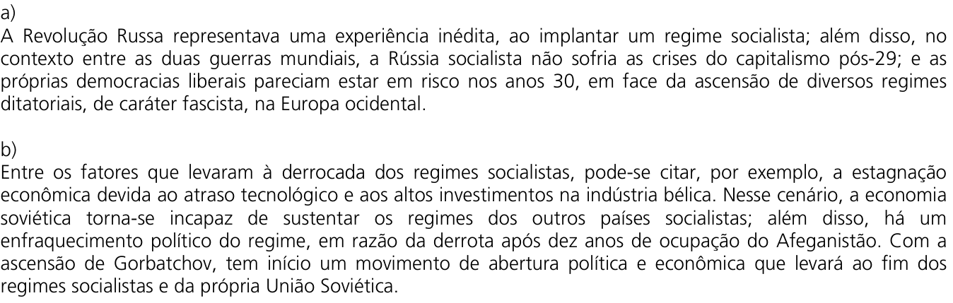 Resposta esperada no documento da Comvest