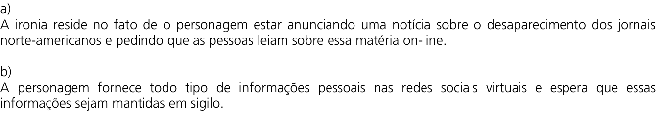 Resposta esperada no documento da Comvest