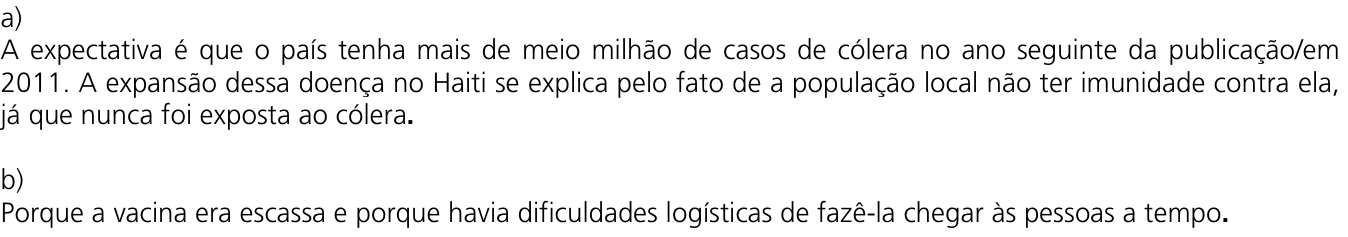 Resposta esperada no documento da Comvest