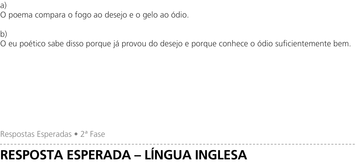Resposta esperada no documento da Comvest