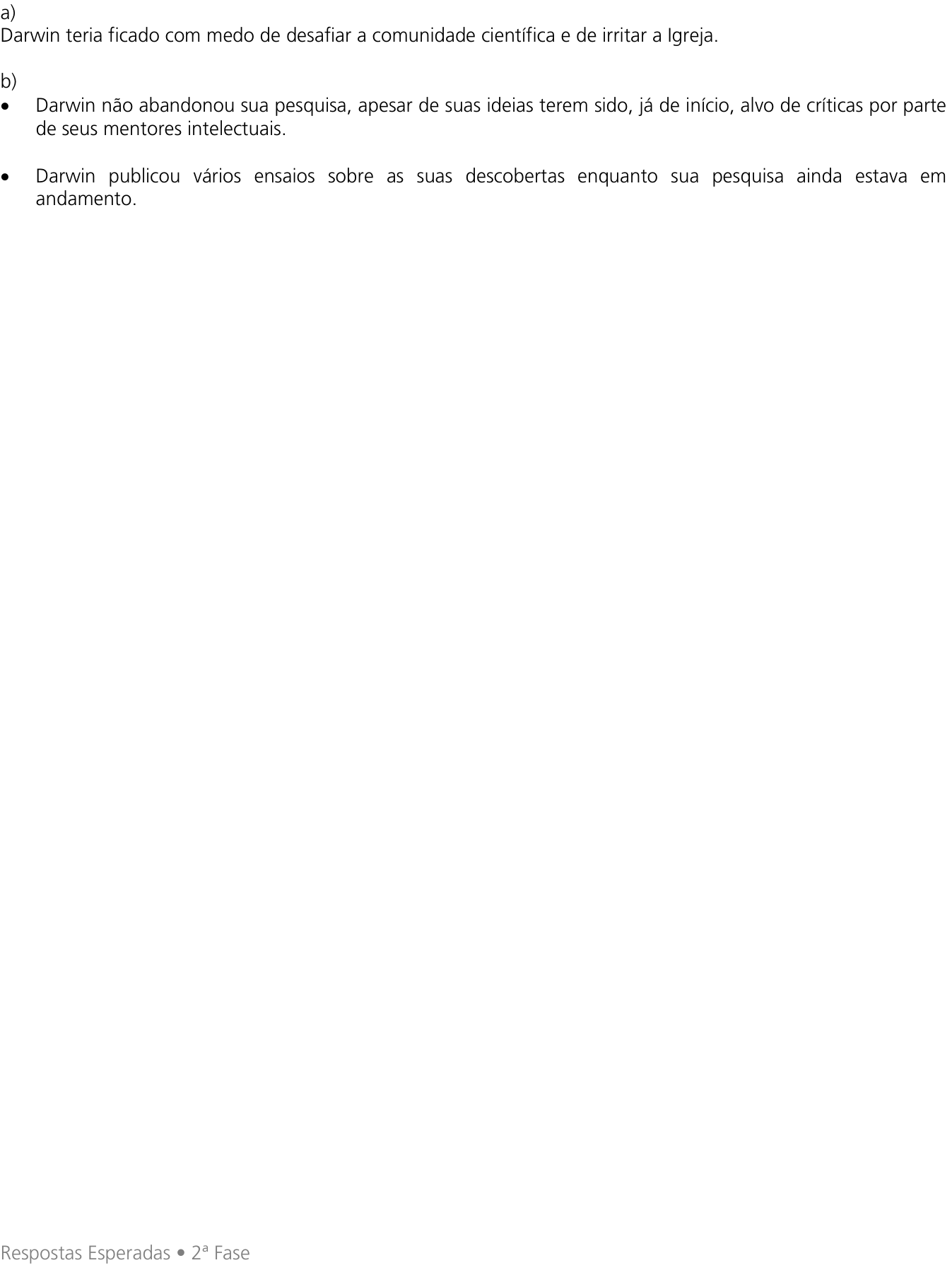 Resposta esperada no documento da Comvest