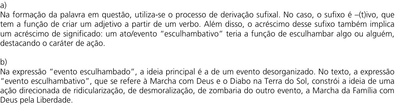 Resposta esperada no documento da Comvest