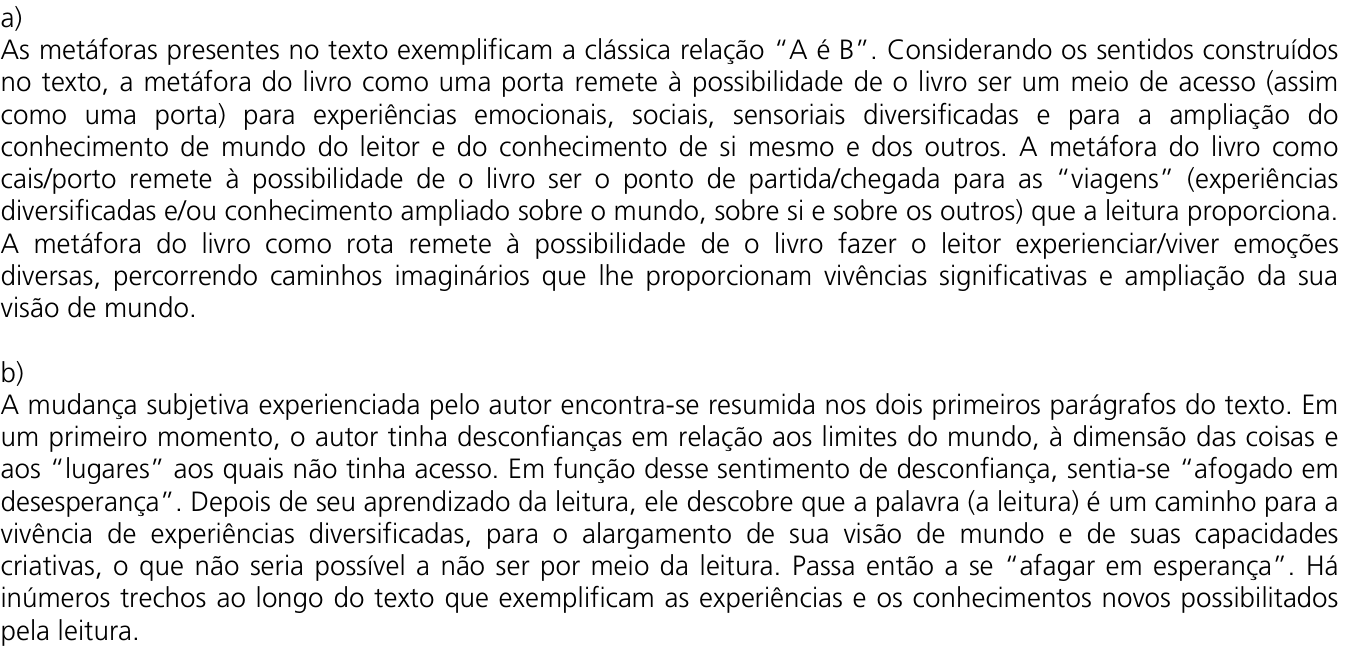 Resposta esperada no documento da Comvest
