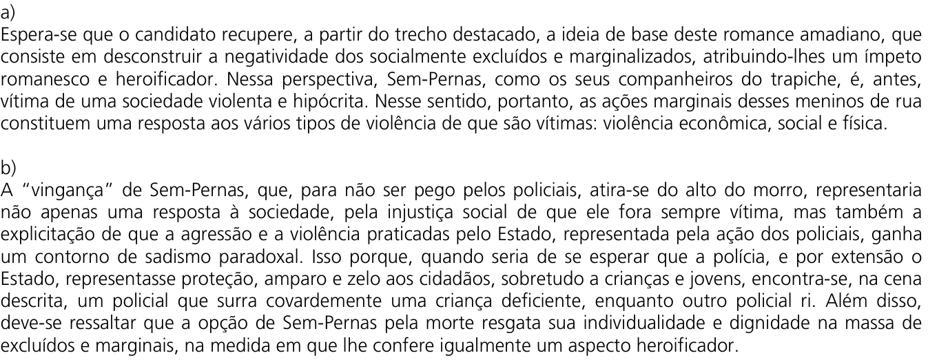 Resposta esperada no documento da Comvest