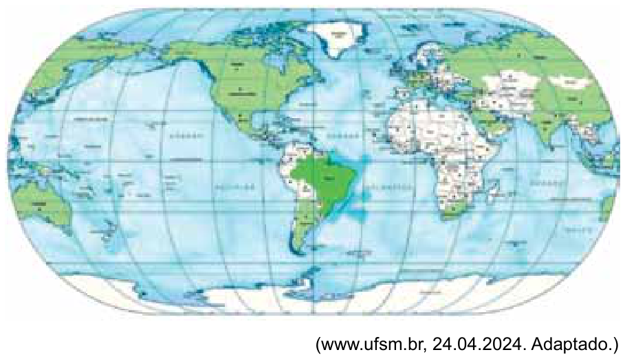 Novo mapa-múndi oficial do IBGE com o Brasil posicionado no centro