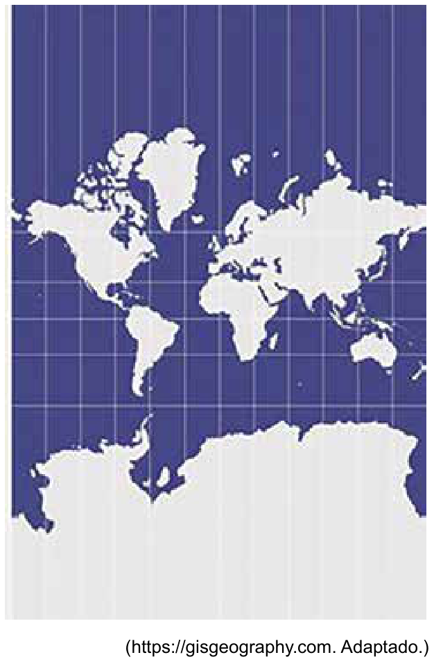 Mapa-múndi na projeção cartográfica de Mercator
