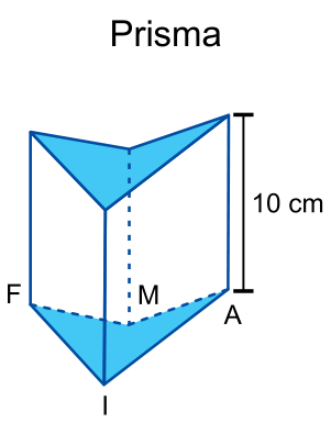 Prisma reto com base quadrilátera não convexa FMAI e altura de 10 cm