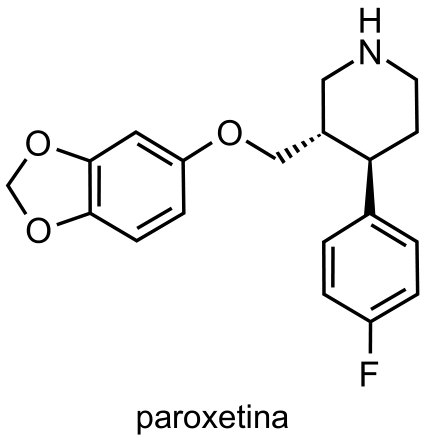 Estrutura química da molécula de paroxetina