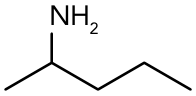 Fórmula estrutural em bastão de uma cadeia de cinco carbonos, com um grupo NH₂ ligado ao segundo carbono.