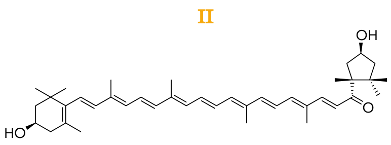 Substância II: carotenoide oxigenado contendo hidroxilas e carbonila