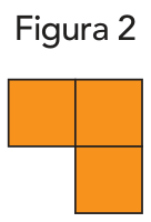 Figura 2: formato em L com 3 quadradinhos alaranjados, sendo 2 na horizontal no topo e 1 abaixo à direita