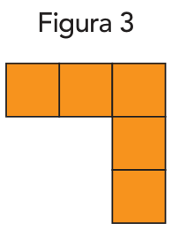 Figura 3: formato em L com 5 quadradinhos alaranjados, sendo 3 na horizontal no topo e 2 abaixo à direita