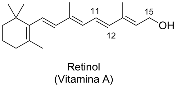 Fórmula estrutural do retinol (vitamina A)