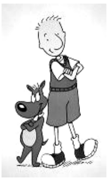 Doug Funnie e seu cachorro Porkchop em pé, ambos de braços cruzados