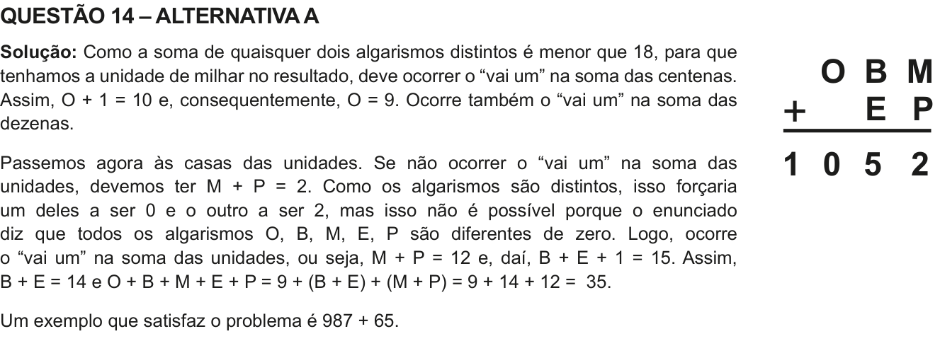 Solução oficial no documento da OBMEP