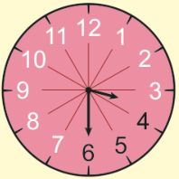 Relógio marcando 3h 30min com os números 7, 8, 9, 10, 11, 12, 1, 2 e 3 em branco, e os números 4, 5 e 6 em preto.