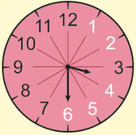 Relógio marcando 3h 30min com os números 1, 2, 4, 5 e 6 em branco, e os números 3, 7, 8, 9, 10, 11 e 12 em preto.