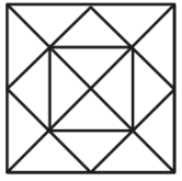 Quadrado com suas duas diagonais principais traçadas, um losango inscrito cujos vértices são os pontos médios dos lados do quadrado e um quadrado menor inscrito nesse losango.