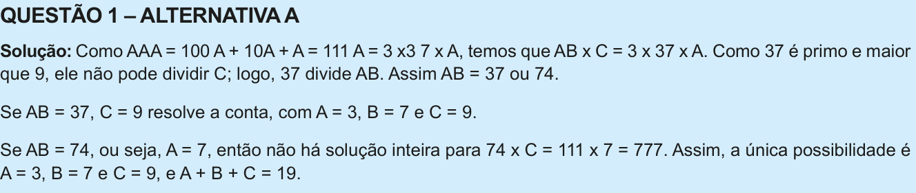 Solução oficial no documento da OBMEP