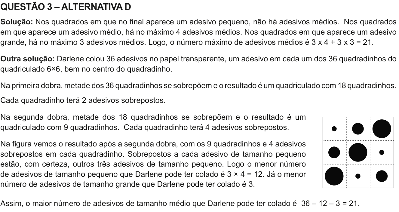 Solução oficial no documento da OBMEP