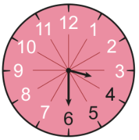 Relógio marcando 3h 30min com os números 7, 8, 9, 10, 11, 12, 1, 2 e 3 brancos, e os números 4, 5 e 6 pretos.