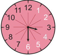 Relógio marcando 3h 30min com os números 1, 2, 4, 5 e 6 brancos, e os números 3, 7, 8, 9, 10, 11 e 12 pretos.
