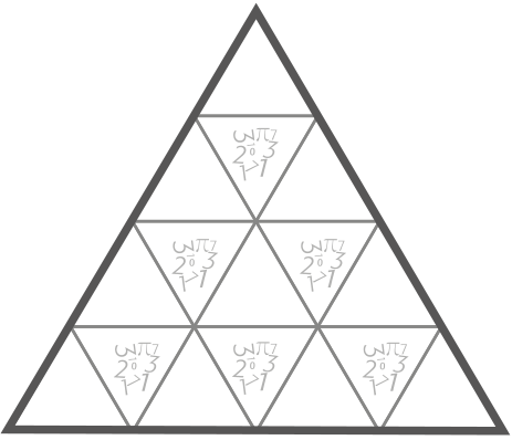 Triângulo equilátero composto por 16 triângulos equiláteros menores