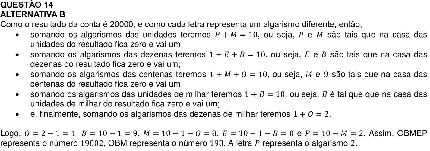 Solução oficial no documento da OBMEP