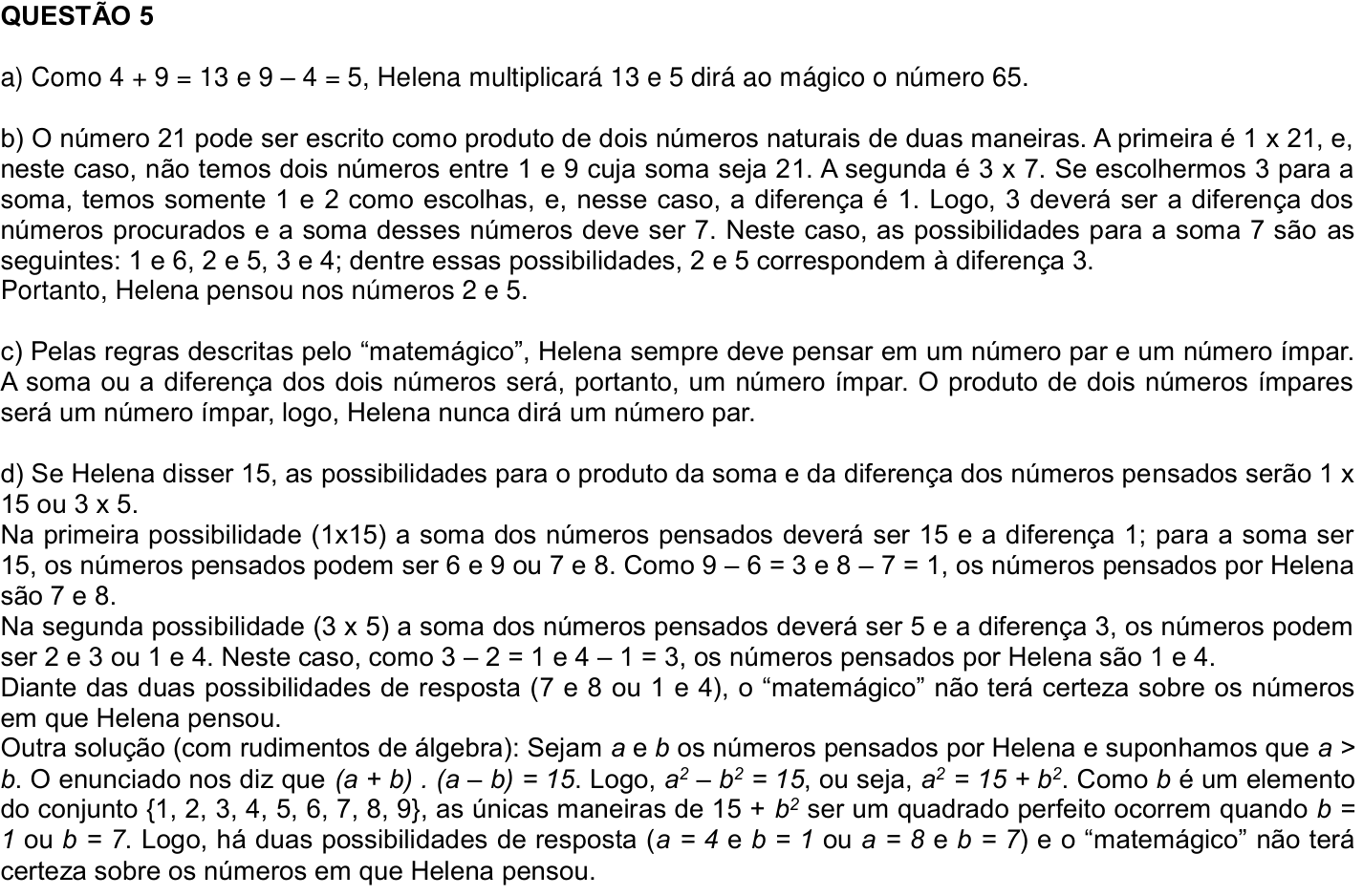 Solução oficial no documento da OBMEP