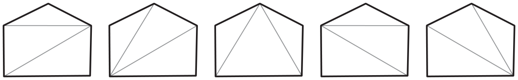 Cinco maneiras de triangular um pentágono