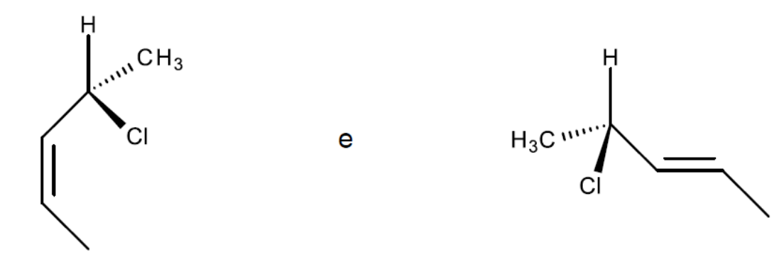 Par de estruturas do 4-cloropent-2-eno com geometria cis e trans