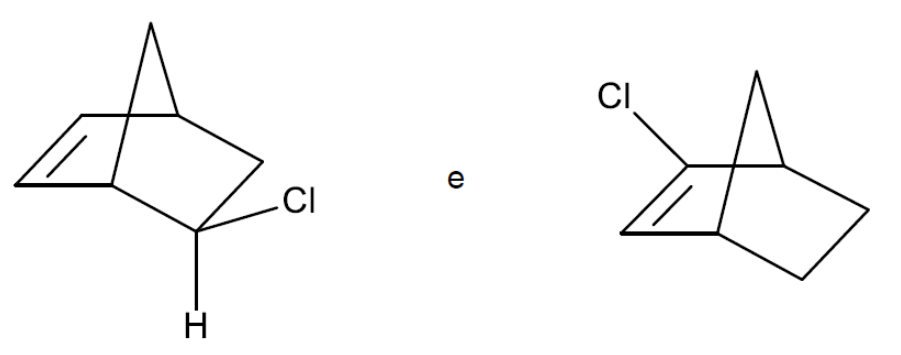 Par de derivados clorados do norborneno com o cloro em posições distintas do esqueleto carbônico