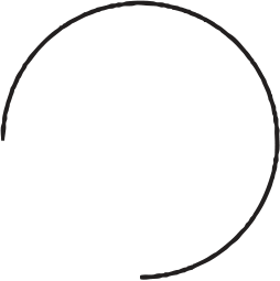 F4 Arco de circunferência de duzentos e setenta graus (três quartos de volta)