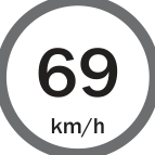 F3 Placa de velocidade máxima permitida de 69 km/h