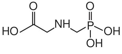 Estrutura química HO–C(=O)–CH₂–NH–CH₂–P(=O)(OH)₂.