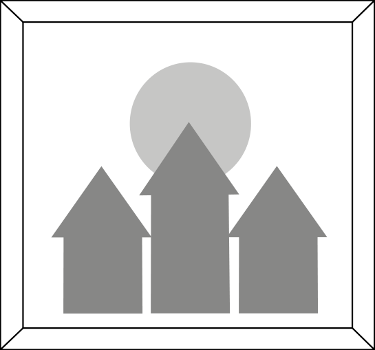 Desenho estilizado de um quadro com as silhuetas de três torres verticais com telhados triangulares, sendo a torre central mais alta que as laterais. Ao fundo, há um círculo representando a lua cheia, parcialmente sobreposta pelo telhado da torre central, cujo vértice superior coincide com o centro da lua.
