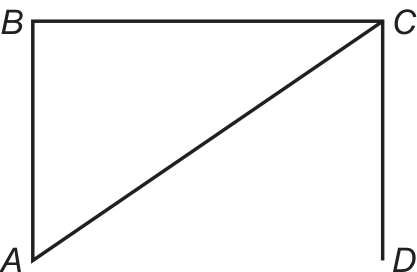 Segmentos AB, BC e CD, além de uma diagonal de A até C; não há segmento AD.