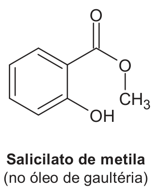 Fórmula estrutural do salicilato de metila (no óleo de gaultéria)
