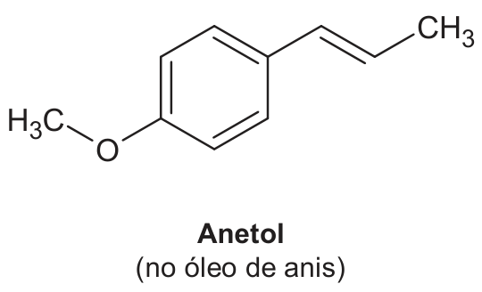 Fórmula estrutural do anetol (no óleo de anis)