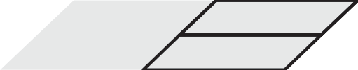 F3 Plano cinza em perspectiva com dois paralelogramos de contorno preto à direita, um acima do outro.