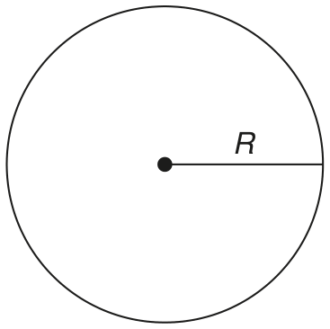 Círculo com indicação de raio R