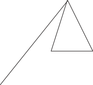 F2 Segmento diagonal de baixo para a direita subindo até o topo, conectando-se a um triângulo isósceles vertical.