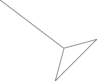 F3 Segmento diagonal descendo para a direita, conectando-se ao vértice esquerdo de um triângulo inclinado.