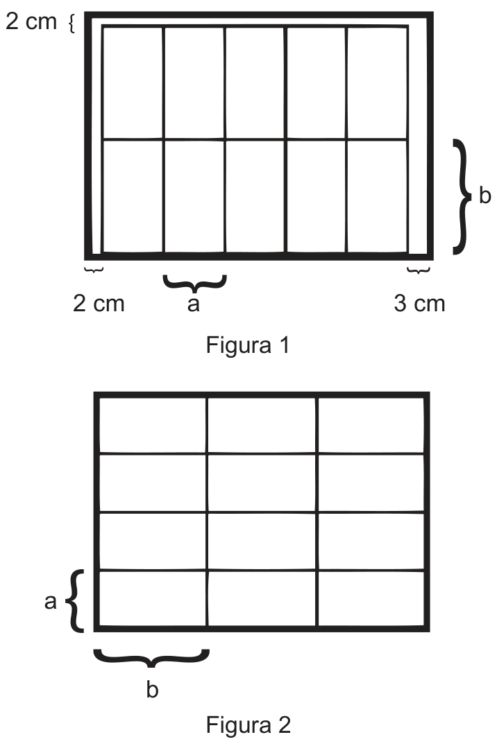F1 Figura 1 ilustrando compartimento com 10 caixas dispostas verticalmente em 2 linhas e 5 colunas, com folga superior de 2 cm, folga à esquerda de 2 cm e à direita de 3 cm. Figura 2 ilustrando a nova proposta com 12 caixas dispostas horizontalmente em 4 linhas e 3 colunas, preenchendo totalmente o compartimento.