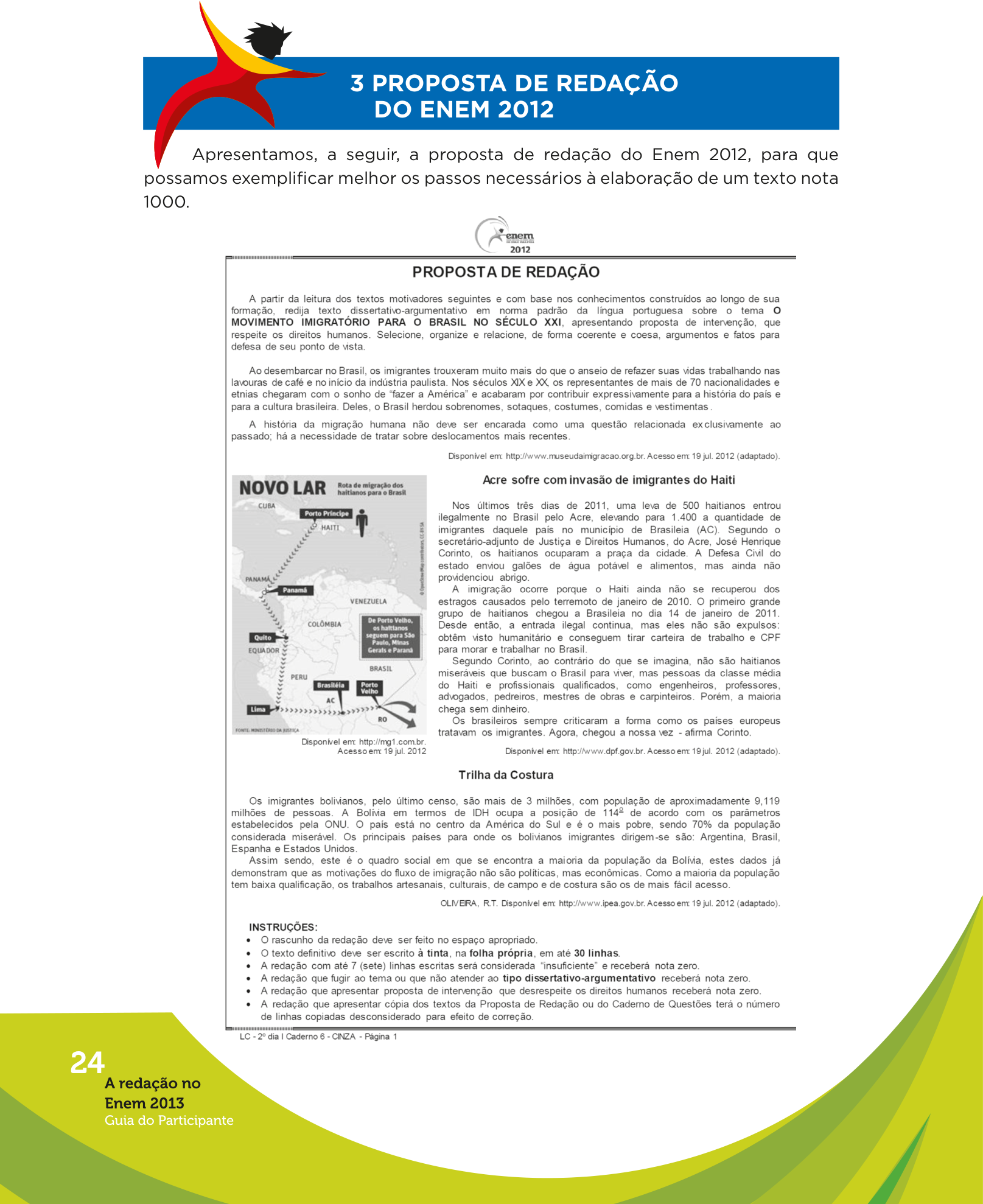 Proposta de redação do Enem 2012, como a cartilha do INEP reproduz