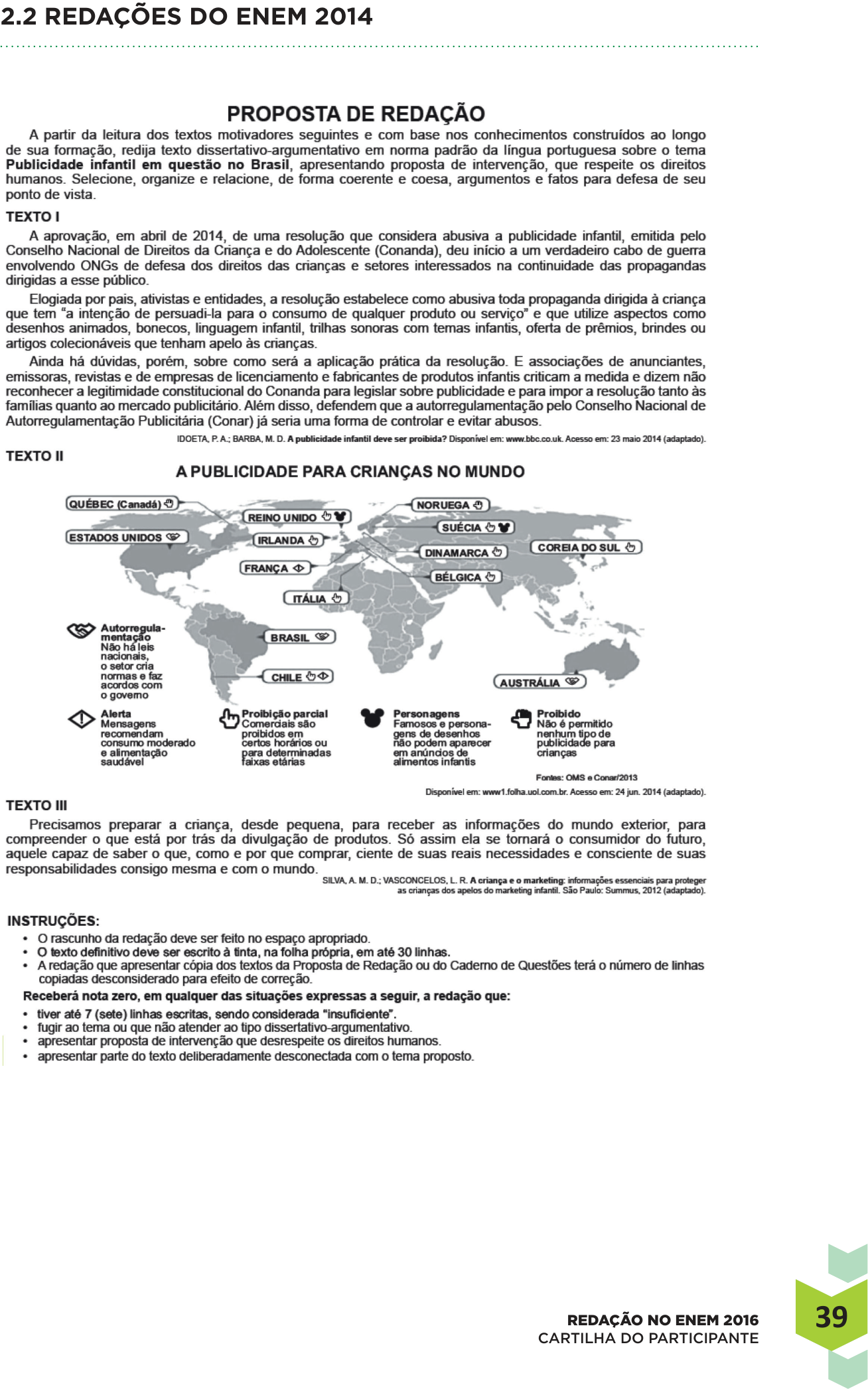 Proposta de redação do Enem 2014, como a cartilha do INEP reproduz