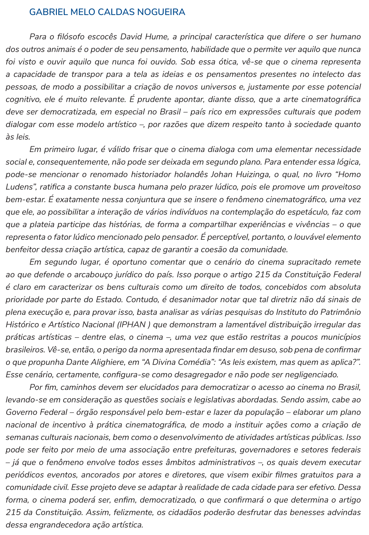 Redação de Gabriel Melo Caldas Nogueira na cartilha do INEP