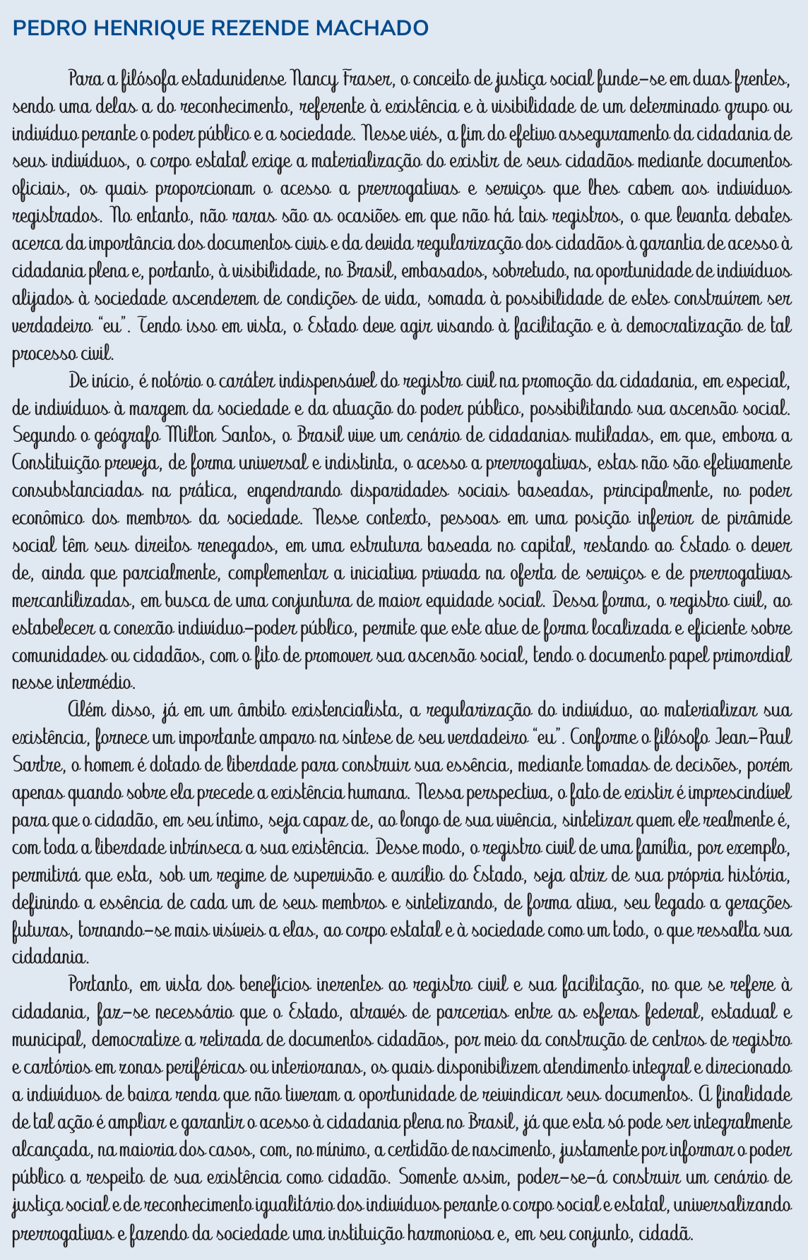 Redação de Pedro Henrique Rezende Machado na cartilha do INEP