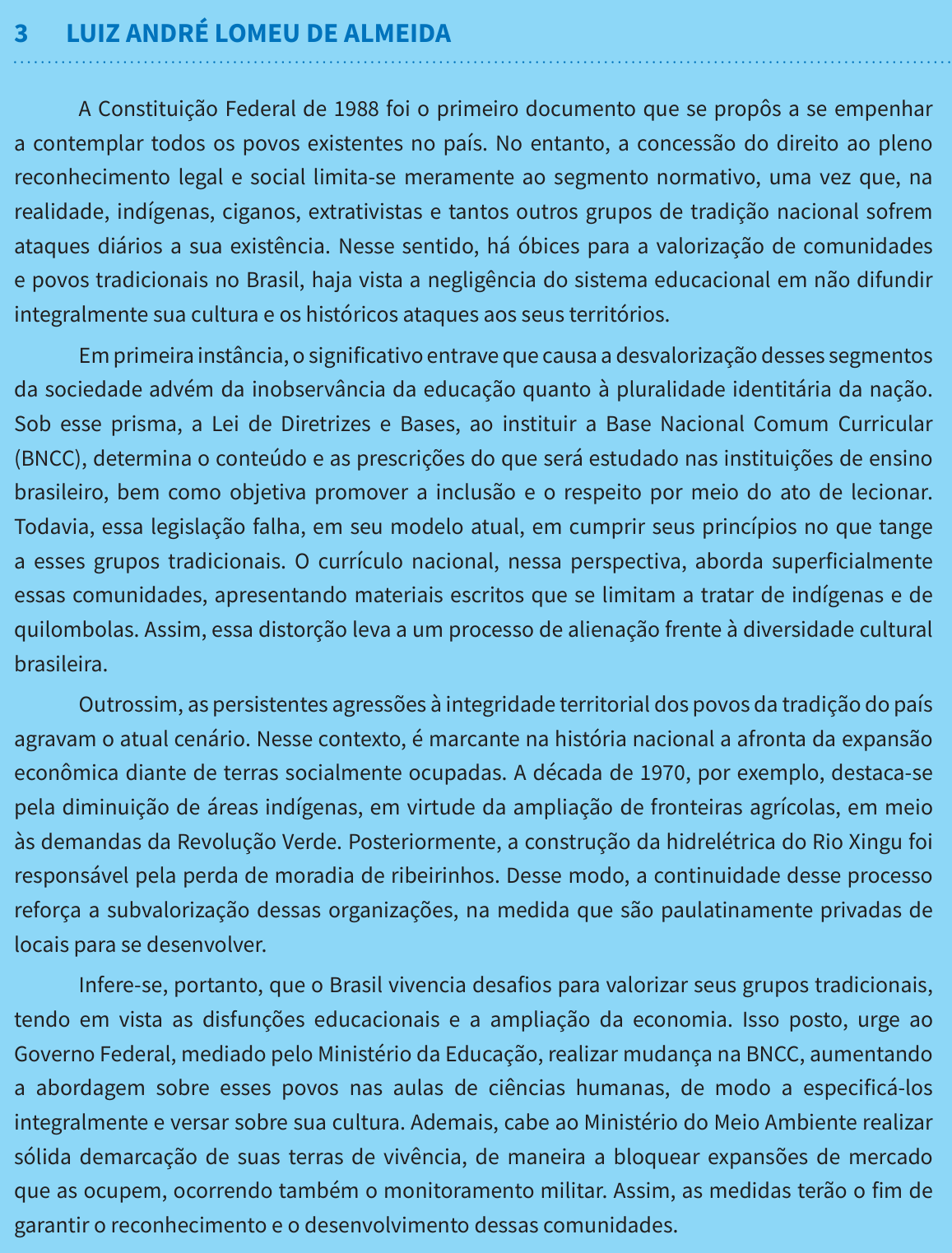 Redação de Luiz André Lomeu de Almeida na cartilha do INEP