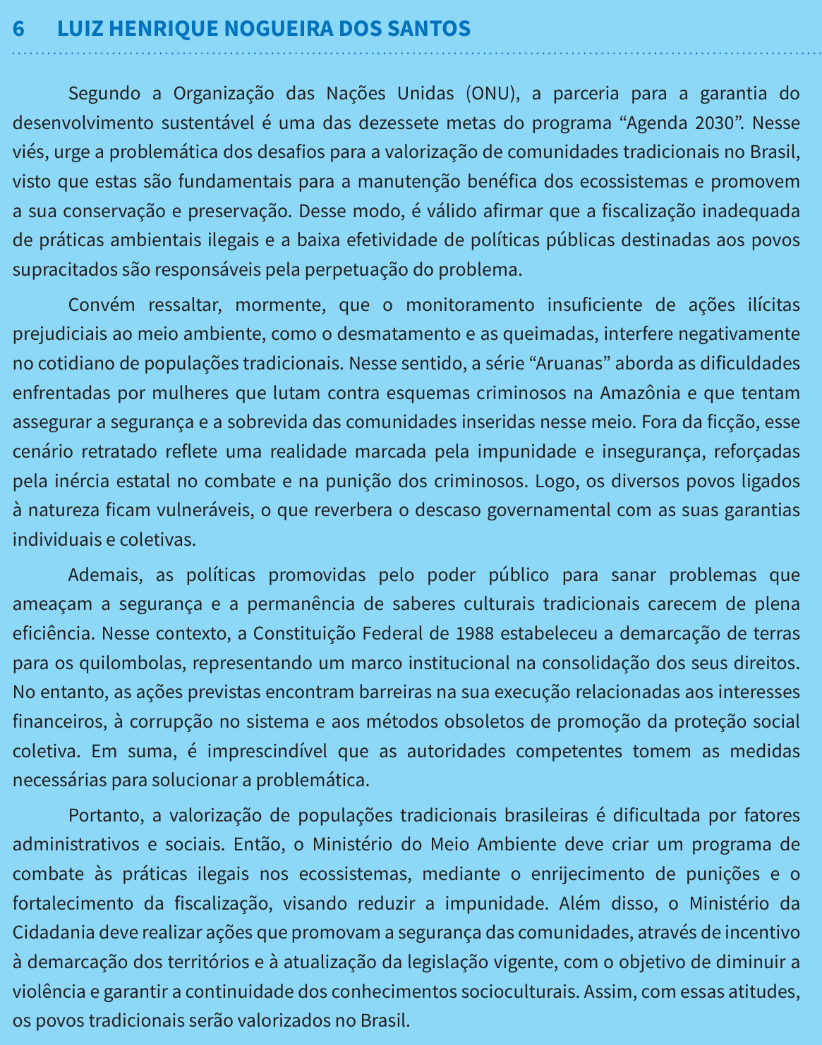 Redação de Luiz Henrique Nogueira dos Santos na cartilha do INEP